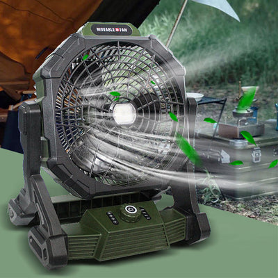 Table Fan For Consumption LED Rechargeable Fan With Light Hanging Hook Type Desktop Fan For Camping Home And Office