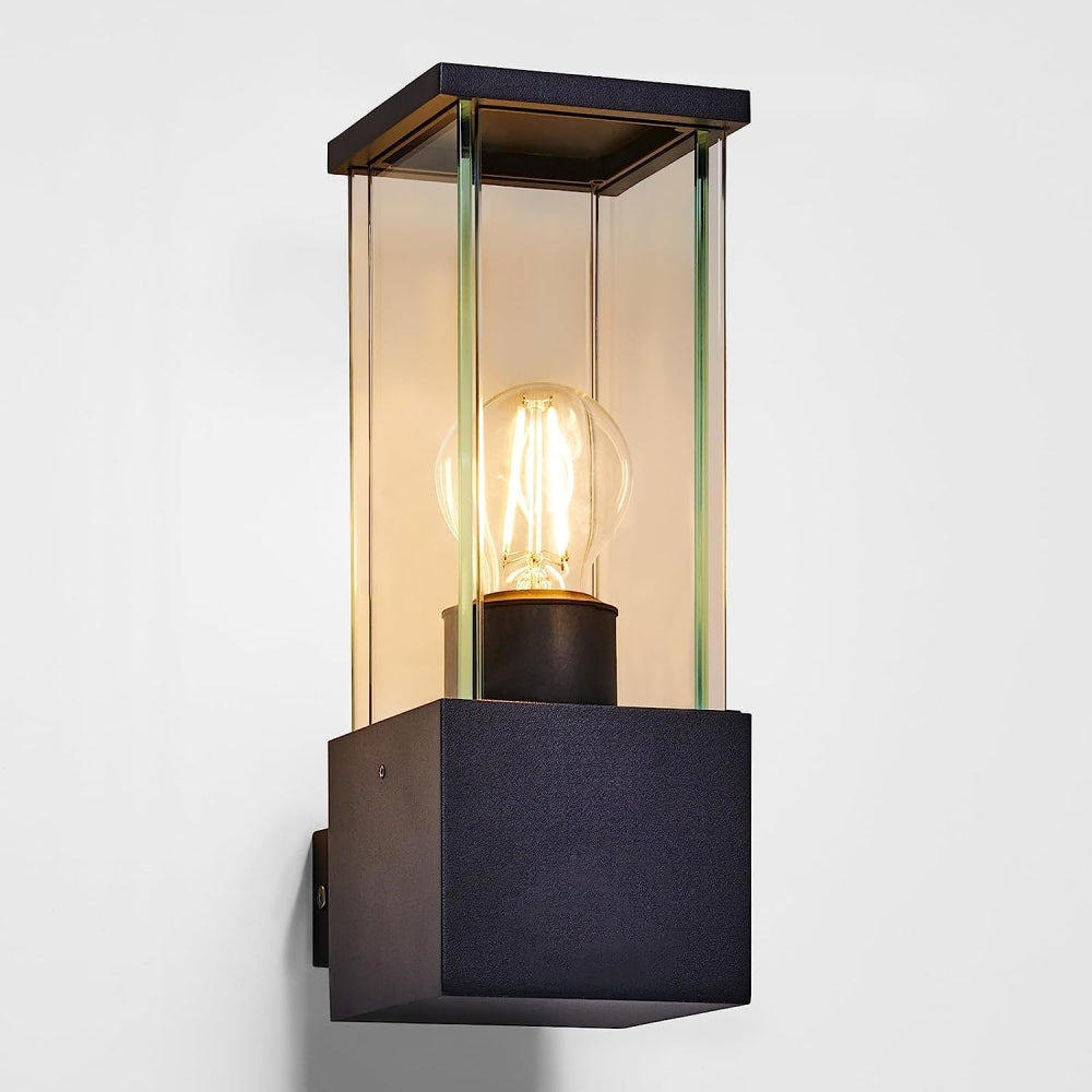 Outdoor wall lamp, aluminum and glass lighting, high-quality transparent for houses