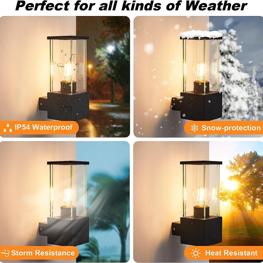 Outdoor wall lamp, aluminum and glass lighting, high-quality transparent for houses