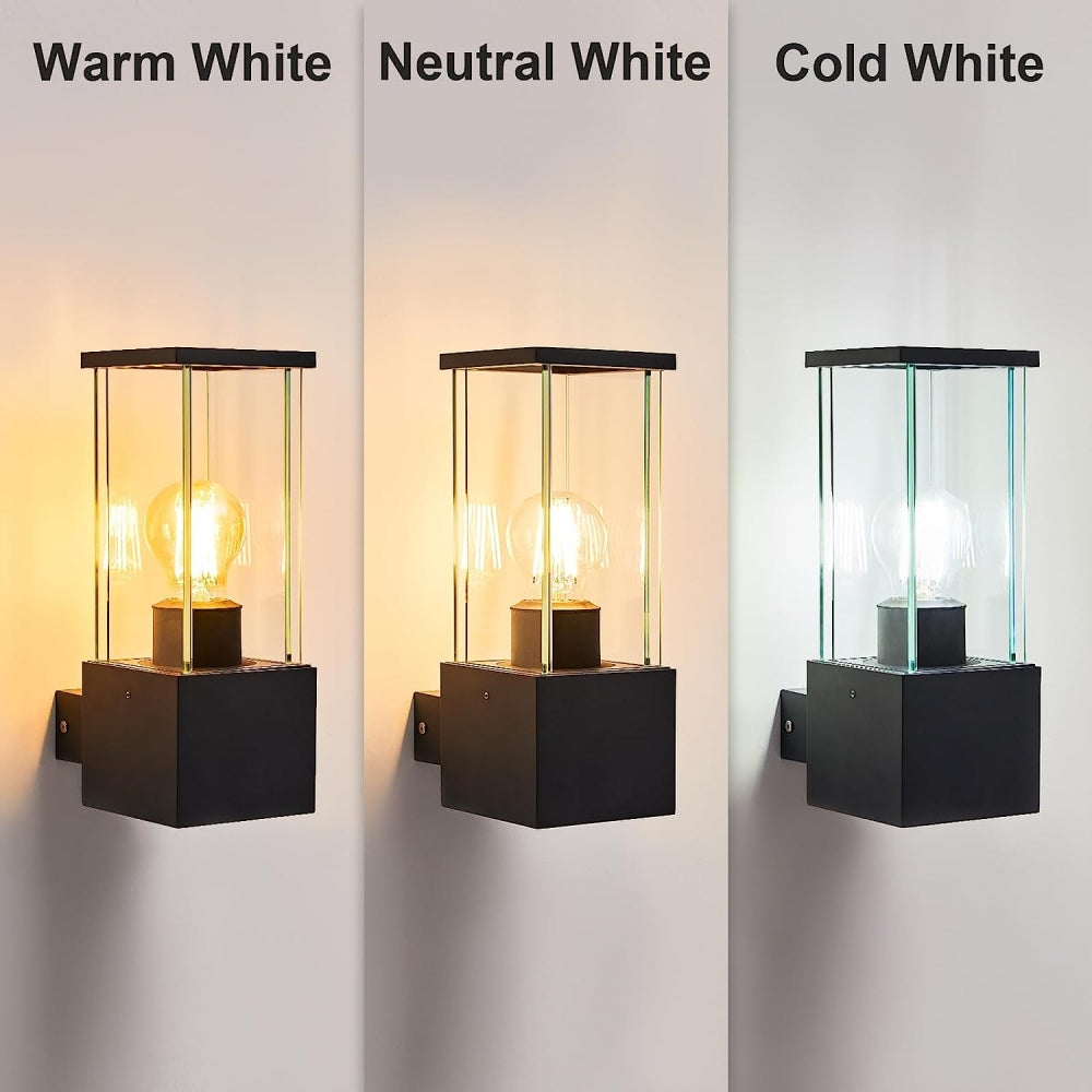 Outdoor wall lamp, aluminum and glass lighting, high-quality transparent for houses