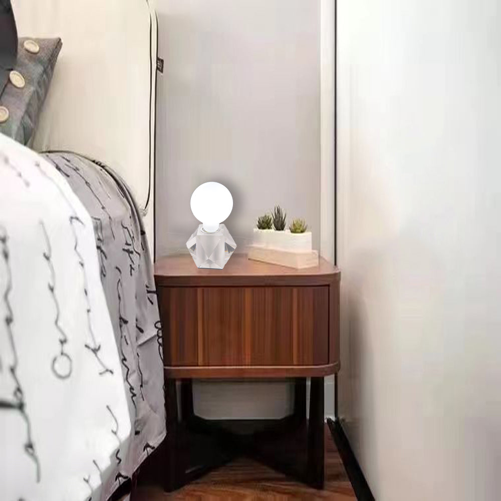 Modern Style Crystal Table Lamp Diamond Shape Base with Switch